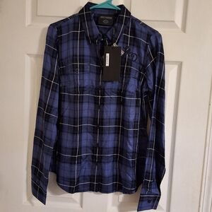 NWT HARLEY DAVIDSON LONG SLEEVE WOVEN PLAID SHIRT
